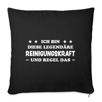 Reinigungskraft Spruch Haushalt Putzfrau Geschenk - Sofakissenbezug 45 x 45 cm - Schwarz - Vorne