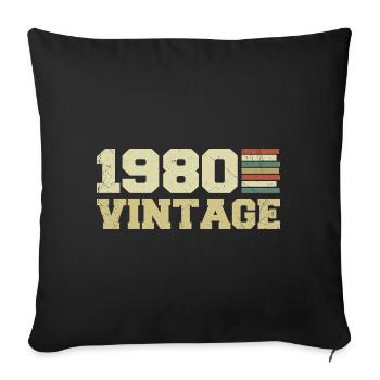 1980 Birthday Gift 1980 Vintage 1980's Gift - Sofa pillowcase 17,3'' x 17,3'' (45 x 45 cm) - black - Front