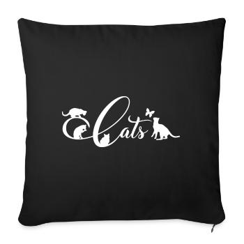 Des chatons joyeux font de la gymnastique sur l’écriture décorative - Housse de coussin décorative 45 x 45 cm - noir - Devant