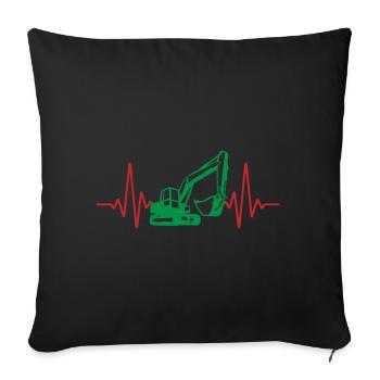 Herzschlag Herzlinie Bagger EKG | Farben änderbar - Sofakissenbezug 45 x 45 cm - Schwarz - Vorne