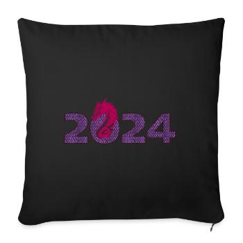 Année du Dragon 2024 - Housse de coussin décorative 45 x 45 cm - noir - Devant