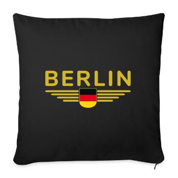 Berlin Germany Fan Flag Design T Shirt - Sofa pillowcase 17,3'' x 17,3'' (45 x 45 cm) - black - Front