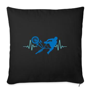 Heartbeat BMX Pulse ECG | Colors can be changed - Sofa pillowcase 17,3'' x 17,3'' (45 x 45 cm) - black - Front