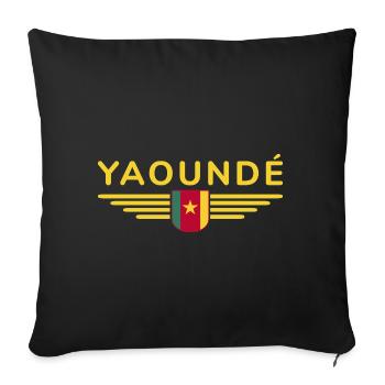 Yaoundé Design – Fier de la capitale du Cameroun - Housse de coussin décorative 45 x 45 cm - noir - Devant