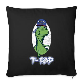 Hip Hop Dino Rap Rappeur drôle t rex - Housse de coussin décorative 45 x 45 cm - noir - Devant