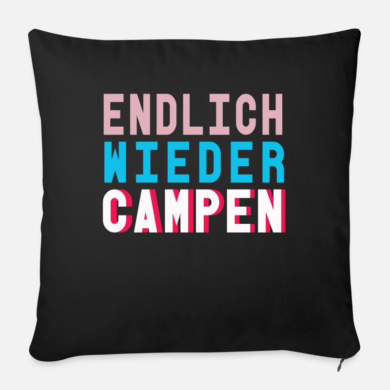 Endlich wieder CAMPEN Camping shirt - Sofakissenbezug 45 x 45 cm - Schwarz