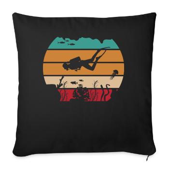 Plongée rétro de l’océan - Housse de coussin décorative 45 x 45 cm - noir - Devant