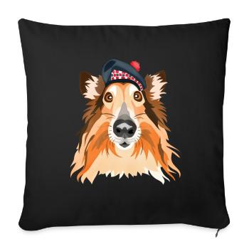 Schottischer Collie - Sofakissenbezug 45 x 45 cm - Schwarz - Vorne