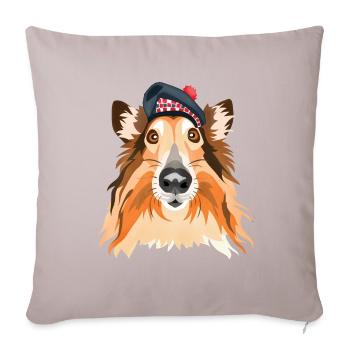 Schottischer Collie - Sofakissenbezug 45 x 45 cm - helles Taupe - Vorne