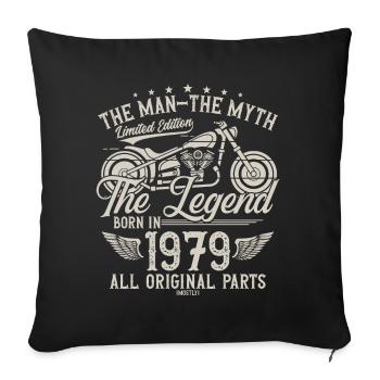 1979 Vintage Man Myth Legend Motorcycle - Sofa pillowcase 17,3'' x 17,3'' (45 x 45 cm) - black - Front