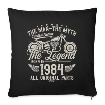 1984 Vintage Man Myth Legend Motorcycle - Sofa pillowcase 17,3'' x 17,3'' (45 x 45 cm) - black - Front
