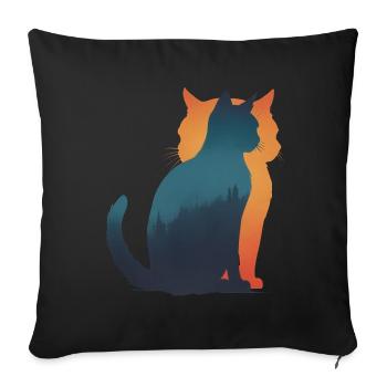 Schattenspiel: Katze im Wald - Sofakissenbezug 45 x 45 cm - Schwarz - Vorne