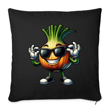 Cool onion with sunglasses comic style - Sofa pillowcase 17,3'' x 17,3'' (45 x 45 cm) - black - Front