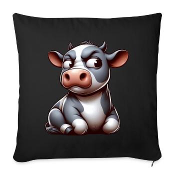 Funny skeptical cartoon cow bull - Sofa pillowcase 17,3'' x 17,3'' (45 x 45 cm) - black - Front