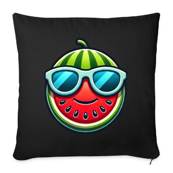 Chapeau melon cool avec lunettes de soleil soleil d’été - Housse de coussin décorative 45 x 45 cm - noir - Devant