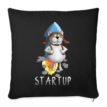coole Startup Rakete - Sofakissenbezug 45 x 45 cm - Schwarz - Vorne
