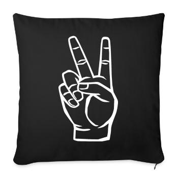 Peace Symbol - Victory Sign - Sofa pillowcase 17,3'' x 17,3'' (45 x 45 cm) - black - Front