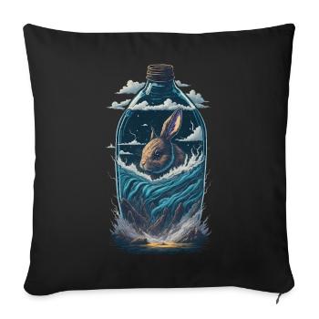 Bouteille de lapin - Housse de coussin décorative 45 x 45 cm - noir - Devant