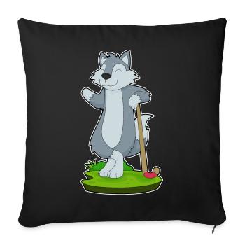 Wolf Field Hockey Field Hockey Stick - Housse de coussin décorative 45 x 45 cm - noir - Devant