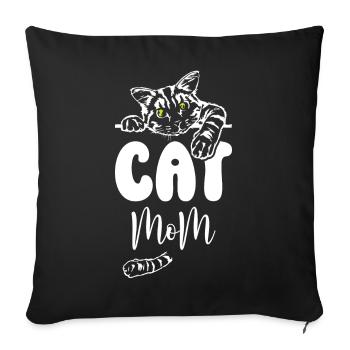 Cat Mom - Sofakissenbezug 45 x 45 cm - Schwarz - Vorne