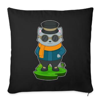 Lunettes de soleil chat - Housse de coussin décorative 45 x 45 cm - noir - Devant