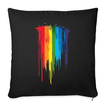 Subtle and Cool Dripping Pride Flag Rainbow Design - Sofa pillowcase 17,3'' x 17,3'' (45 x 45 cm) - black - Front