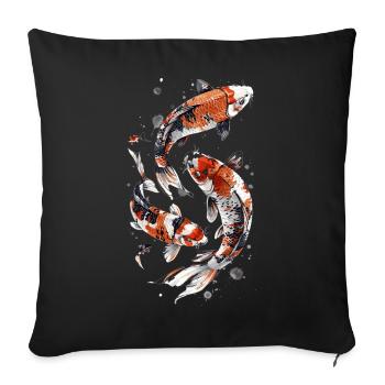 Artful Koi Fish Design, Elegant Koi Design - Sofa pillowcase 17,3'' x 17,3'' (45 x 45 cm) - black - Front