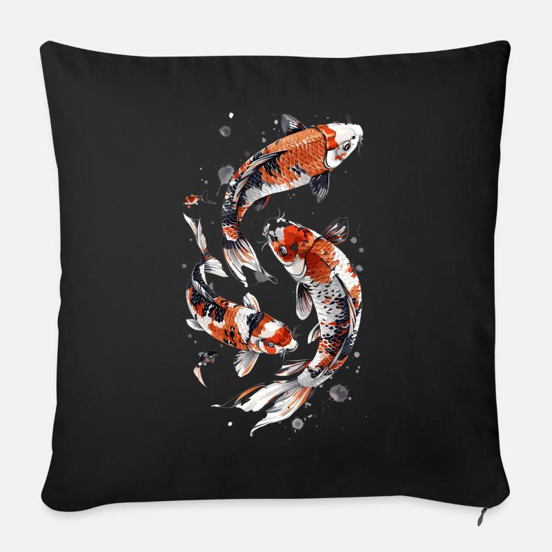 Kunstvolle Koi Fische Design, Elegantes Koi-Design - Sofakissenbezug 45 x 45 cm - Schwarz