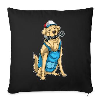 Labrador Mechanic Wrench Workshop - Sofa pillowcase 17,3'' x 17,3'' (45 x 45 cm) - black - Front