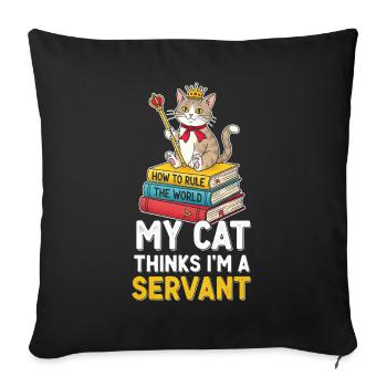 Motif de règle de couronne de chaton - Housse de coussin décorative 45 x 45 cm - noir - Devant