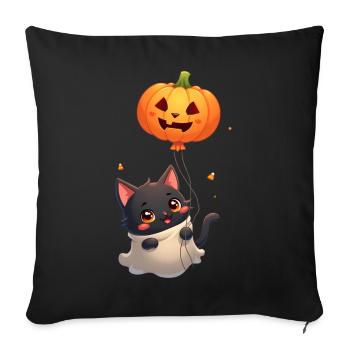 Halloween Cat with Halloween Pumpkin - Sofa pillowcase 17,3'' x 17,3'' (45 x 45 cm) - black - Front