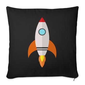 Rocket space - Sofa pillowcase 17,3'' x 17,3'' (45 x 45 cm) - black - Front