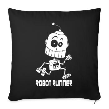 White Running Robot - Sofa pillowcase 17,3'' x 17,3'' (45 x 45 cm) - black - Front