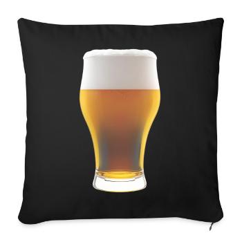 Biergradienten Glas mit Schaum - Sofakissenbezug 45 x 45 cm - Schwarz - Vorne