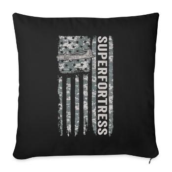 Camouflage militaire du drapeau américain Superfortress - Housse de coussin décorative 45 x 45 cm - noir - Devant