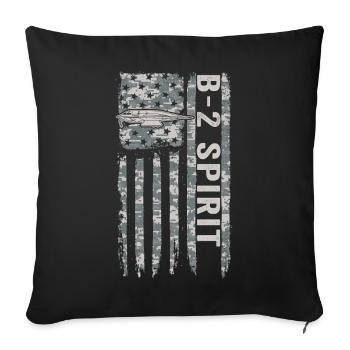 B-2 Spirit stealth bomber with American anti-aircraft gun - Sofa pillowcase 17,3'' x 17,3'' (45 x 45 cm) - black - Front
