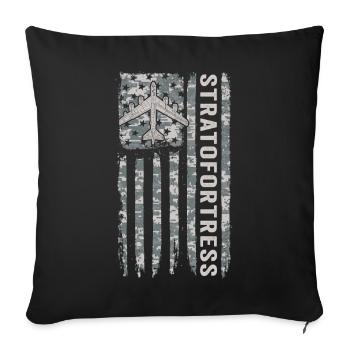 B52 Stratofortress Drapeau américain Goudron militaire - Housse de coussin décorative 45 x 45 cm - noir - Devant
