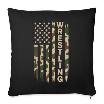 Wrestling USA Flag Camo Patriot Design - Sofa pillowcase 17,3'' x 17,3'' (45 x 45 cm) - black - Front