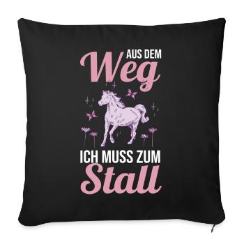 Reiten Pferdeliebhaber Reiterhof Pferde - Sofakissenbezug 45 x 45 cm - Schwarz - Vorne