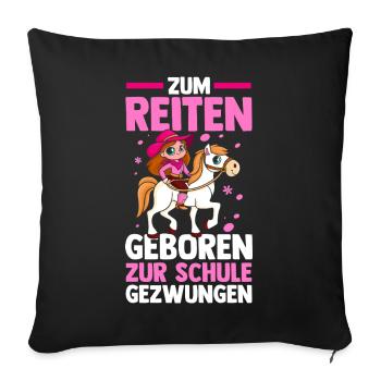 Reiten Pferdeliebhaber Reiterhof Pferde - Sofakissenbezug 45 x 45 cm - Schwarz - Vorne
