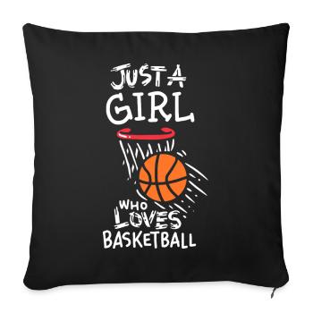 Juste une fille qui aime le basket - Housse de coussin décorative 45 x 45 cm - noir - Devant