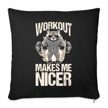 Trash Panda GYM Workout Raccoon - Sofa pillowcase 17,3'' x 17,3'' (45 x 45 cm) - black - Front