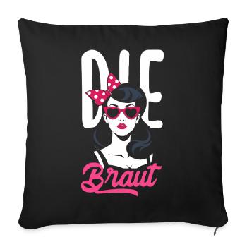 Jupe de célibataire de la mariée Mariage Vintage - Housse de coussin décorative 45 x 45 cm - noir - Devant