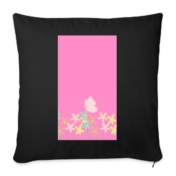 Bouquet de fleurs aquarelles roses - Housse de coussin décorative 45 x 45 cm - noir - Devant