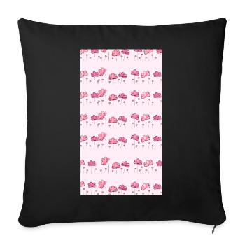 Pink Watercolor Blossom Bouquet - Sofa pillowcase 17,3'' x 17,3'' (45 x 45 cm) - black - Front