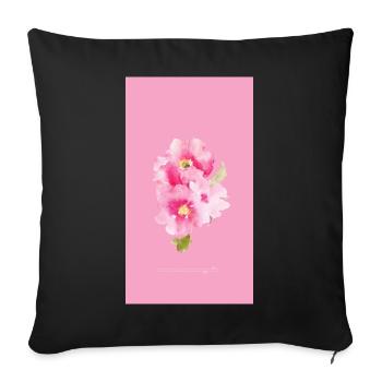 Bouquet de fleurs aquarelles roses - Housse de coussin décorative 45 x 45 cm - noir - Devant