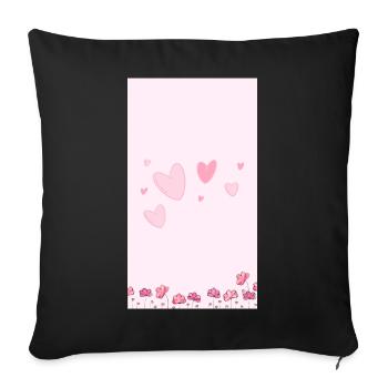Bouquet de fleurs aquarelles roses - Housse de coussin décorative 45 x 45 cm - noir - Devant