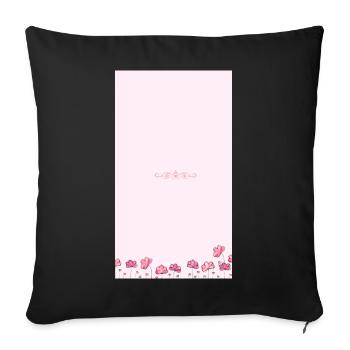 Bouquet de fleurs aquarelles roses - Housse de coussin décorative 45 x 45 cm - noir - Devant