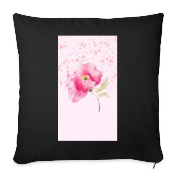Bouquet de fleurs aquarelles roses - Housse de coussin décorative 45 x 45 cm - noir - Devant