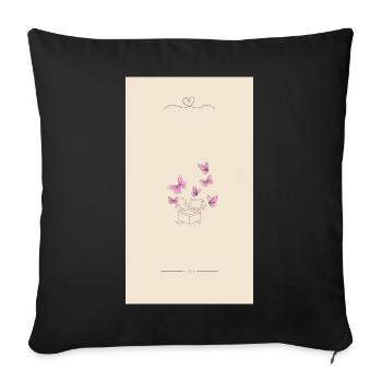 Pink Watercolor Blossom Bouquet - Sofa pillowcase 17,3'' x 17,3'' (45 x 45 cm) - black - Front